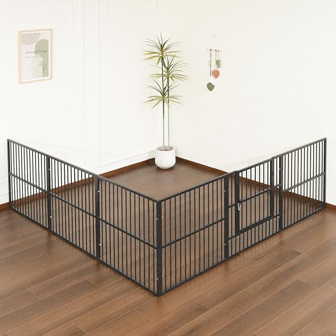 Dog Playpen - 32" Height Dog Pen, Heavy Duty Puppy Pen with Door, Safe & Sturdy, Easy Assemble for Indoor/Outdoor Pet Playpen