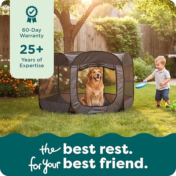 FurHaven Portable Pet Playpen for Dogs & Cats, Extra Large Indoor Kitten Playpen with Mesh Sides, Foldable Dog Playpen for Small Dogs, Pop Up Travel Dog Pen, X-Large, Pet Crate with Mesh Sides, Gray