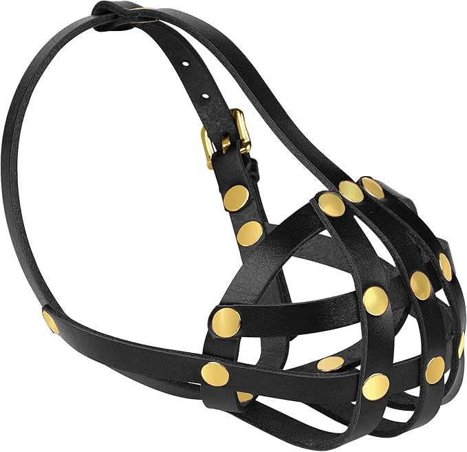 OOPSDOGGY French Bulldog Dog Muzzle for Short Snout Dog - Leather Breathable Secure Basket Muzzle for Frenchie Prevents Biting No Chewing Adjustable (Black, Size 2 - French Bulldog)