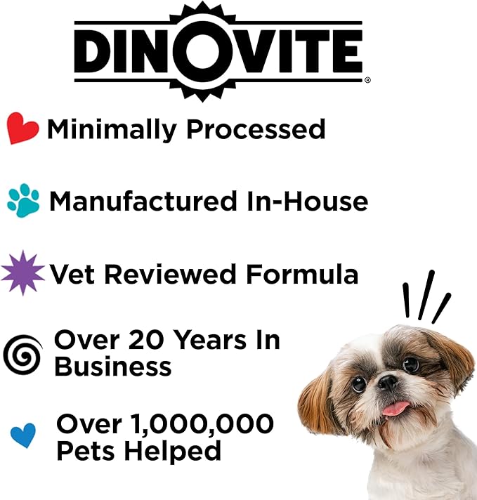 Dinovite 3 in 1 Probiotic for Puppies, Skin & Coat, Digestive Health & Joint Relief, Dog Food Toppers, Salmon Oil, Glucosamine, Allergy Relief & Itch Relief Skin Care, 90 Servings (Puppy)