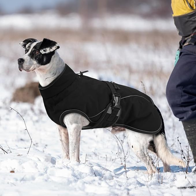 Warm Dog Coat for Winter,Waterproof Jacket with Zipper,Detachable Dog Coat with Adjustable Buckle,Comfortable Jacket for Dogs in Cold and Windy Days.XL Black