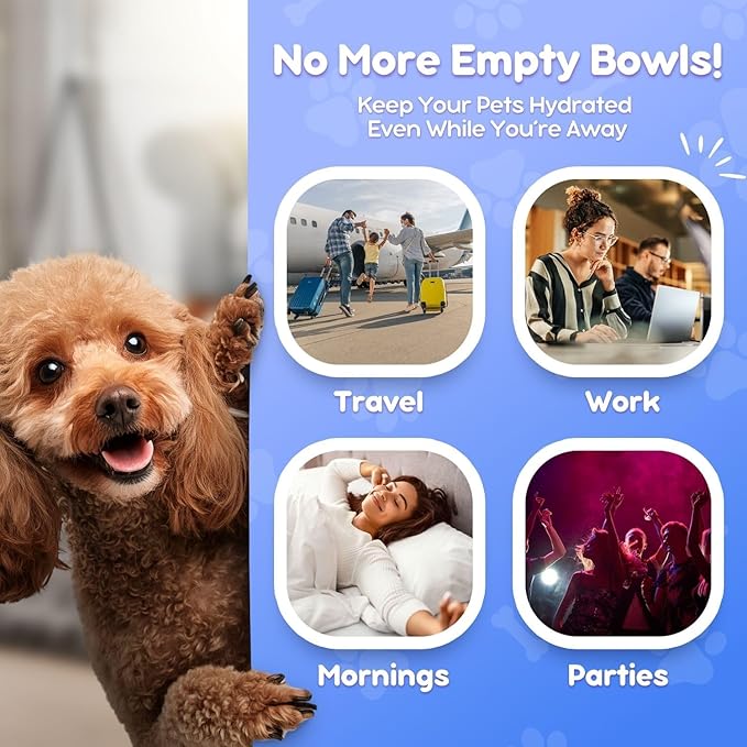 Flexzion Automatic Dog Water Bowl Dispenser for Cat Pet Animal (1 Gallon Dispener Water Jug) - Gravity Feeder Auto Replenish Waterer Drinking Bowl Fountain Bottle Dish Stand