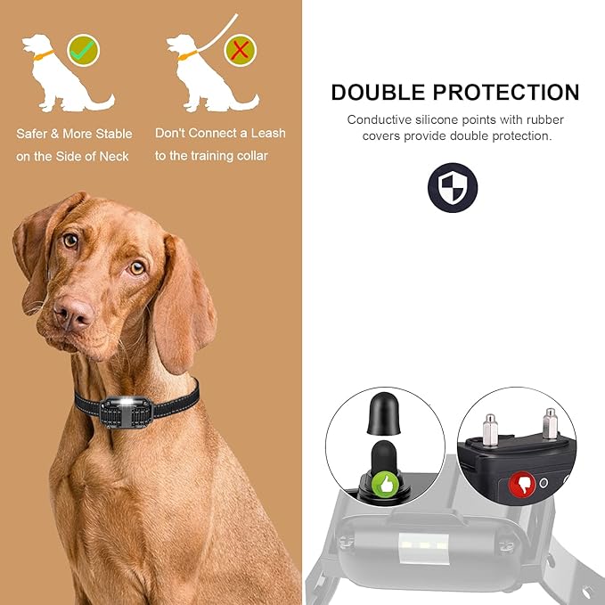 Dog Shock Collar with Remote 1640FT, Dog Training Electric Collar, E-Shock, Safe Training Modes, Rechargeable IP67 Waterproof Collars for 2 Dogs (Black)