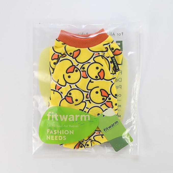 Fitwarm Funny Duck Dog Pajamas, Dog Winter Clothes for Small Dogs Girl, Lightweight Velvet Pet Jumpsuit, Cat Onesie, Yellow, XL