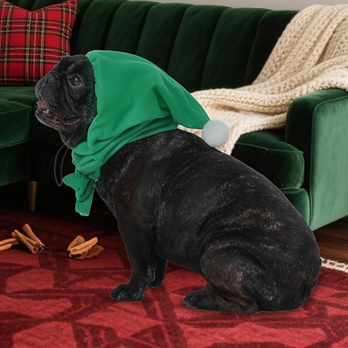 DENTRUN Dog Winter Hat - Cozy Fleece Hood & Scarf for Large Dogs, Noise-Greenucing Ear Cover, Christmas Costume, Green (L:12-18" Head Girth)