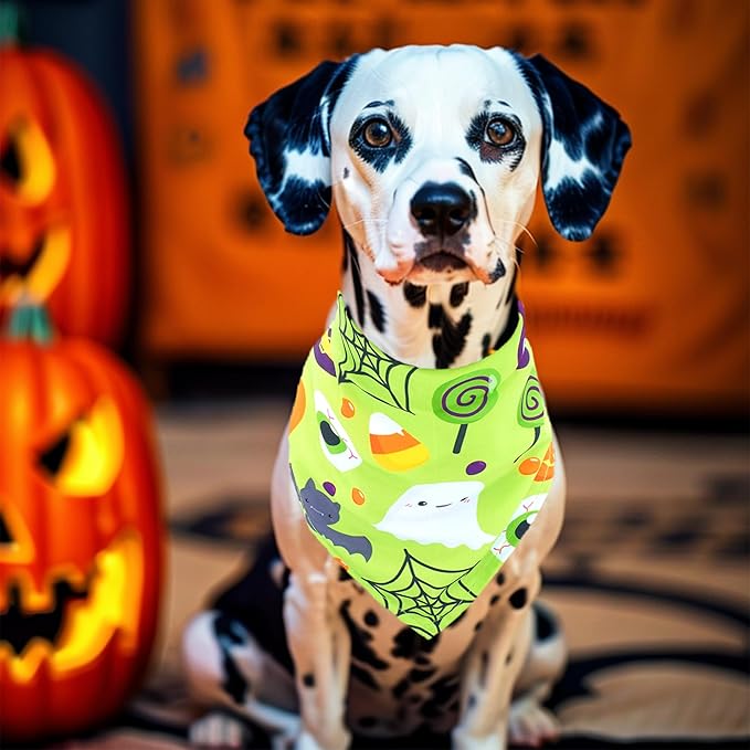 Halloween Dogs Bandanas for Large Dog 33" Halloween Dog Bandana 7 Pack Sewing Hemming Dogs Scarves for XXL Breed Grooming L