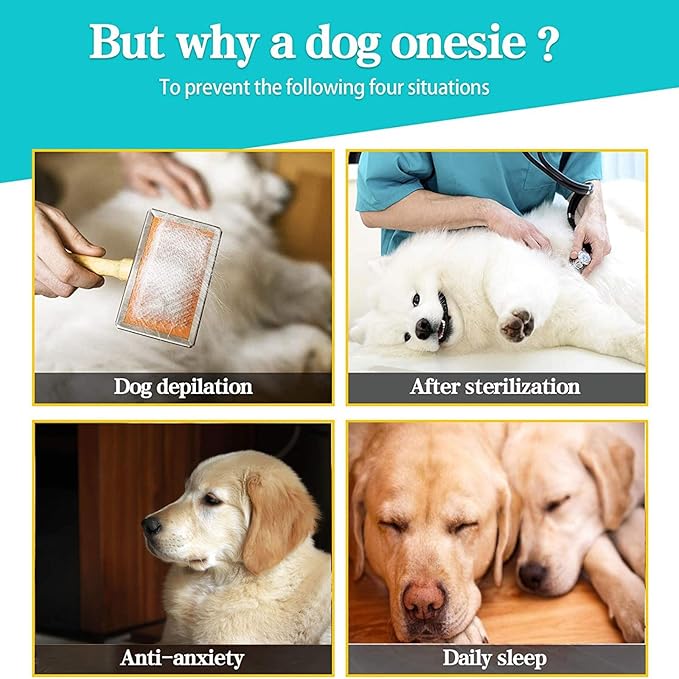 Yeapeeto Dog Onesie Surgery Recovery Suit for Large Medium Bodysuit Dogs Pajamas PJS Full Body for Shedding, Prevent Licking, Wound Protection, Cone Alternative (6X-Large (Pack of 1), Grey)