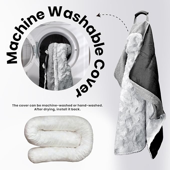 Calming Extra Large Dog Couch Bed for Dogs, 45 x 37 inch Waterproof Removable Pet Mat Couch Cover for Furniture Protector, Non-Slip Fluffy Pelsbarn Dog Bed for Couch, Sofa, Car - Tie-Dye Grey