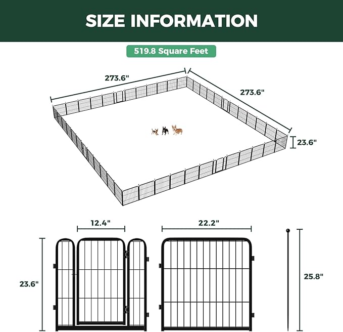 FXW Rollick Unleashed Dog Playpen for Indoor, Yard, RV Camping, 24 inch 48 Panels for Small and Puppy Dogs, Black│Patented