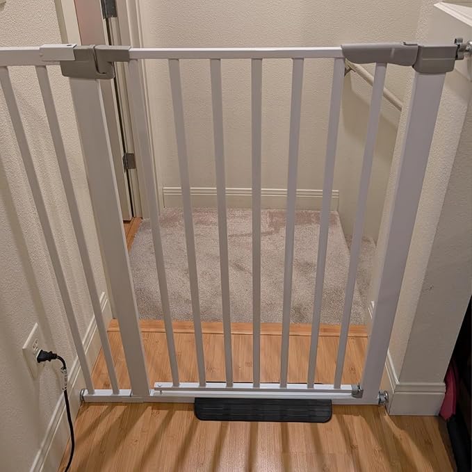 30 Inch Tall Cat & Dog Gate, Auto Close, Pressure Mounted, White, Alloy Steel, 29.92"-35.43" Wide, Baby & Pet Safety Gate