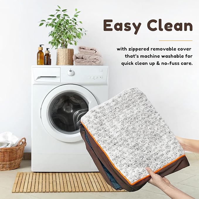 Figopage Orthopedic Memory Foam Dog Bed for Large Dogs, Waterproof Dog Crate Bed, Washable Pet Mat with Removable Cover and Nonskid Bottom