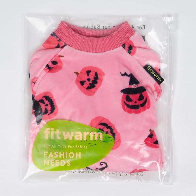 Fitwarm Halloween Jack O Lantern Dog Pajamas, Funny Costumes for Small Dogs Girl, Pet Outfit, Pink, Black, XL
