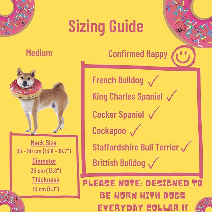 Dog Donut Collar | Alternative to Traditional or Soft Dog Cones | Inflatable Post-Surgery Cone for Medium Dogs (Pink)