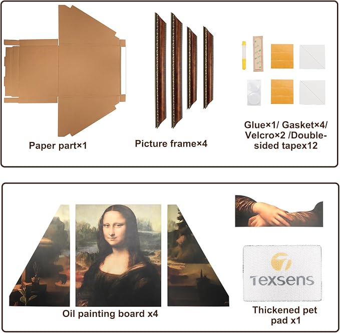 Texsens Mona Lisa Cat Bed - 3-in-1 Food Grade Cat Scratching Pad & Art Frame - Eco-Friendly Decoration & Furniture for Cats & Kittens - Social Essential