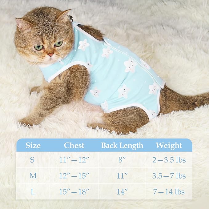 ANWA Cat Recovery Suit - Breathable Cat Onesie for Cats After Surgery Female, Kitten Surgery Recovery Suit Female Abdominal Wounds