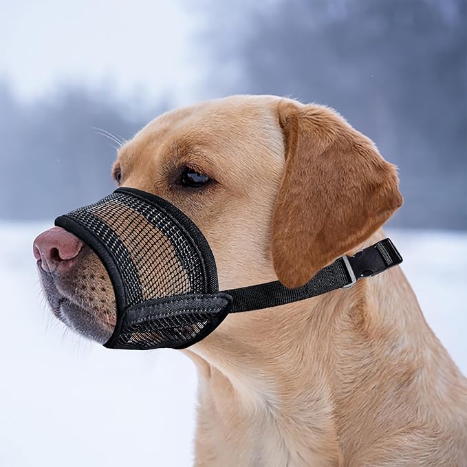 Extra Large Dog Muzzle - Air Mesh Big Dog Muzzle | Suitable for Small, Medium Large and X-Large Dogs | Stop Biting, Barking and Chewing Best for Aggressive Dogs