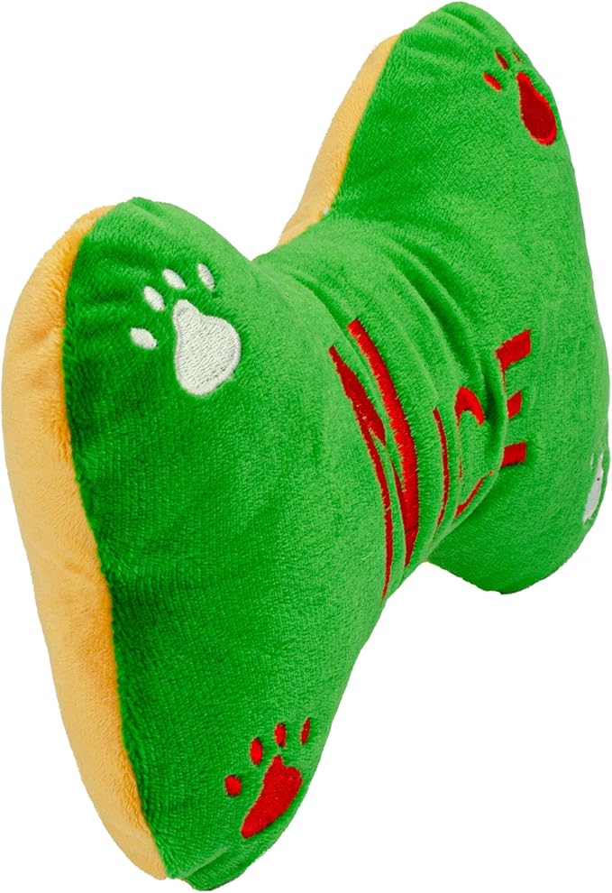 Giftable World Holiday Plush Pet Toy Fun for Christmas Designs with Squeaker Dog Chew Toy (9" Xmas Bones w/Honker & Squeaker)