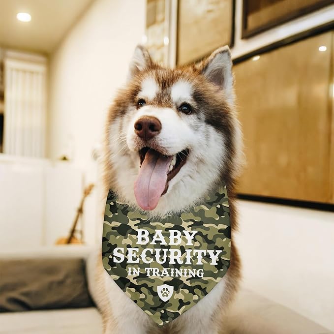Baby Security in Training Baby Announcement Dogs Bandana Camo Dog Bandana Pregnancy Announcement Photo Prop Pet Scarf Accessories for Dog Lovers Pregnancy Reveal Ideas
