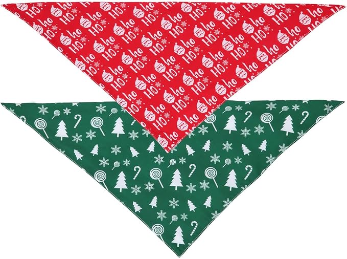 2 Pack Christmas Dog Bandanas, for Dog, Pet Scarf for Boy Girl, Holiday Bandana Bibs Handkerchief for Medium Large Dogs