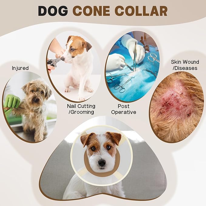 Soft Dog Cone Collar to Stop Licking-Adjustable Comfortable Mesh Recovery Collar After Surgery for Small or Miniature Dogs, Alternative to Plastic Elizabethan Collar for Neuter Incision Care (Brown,L)