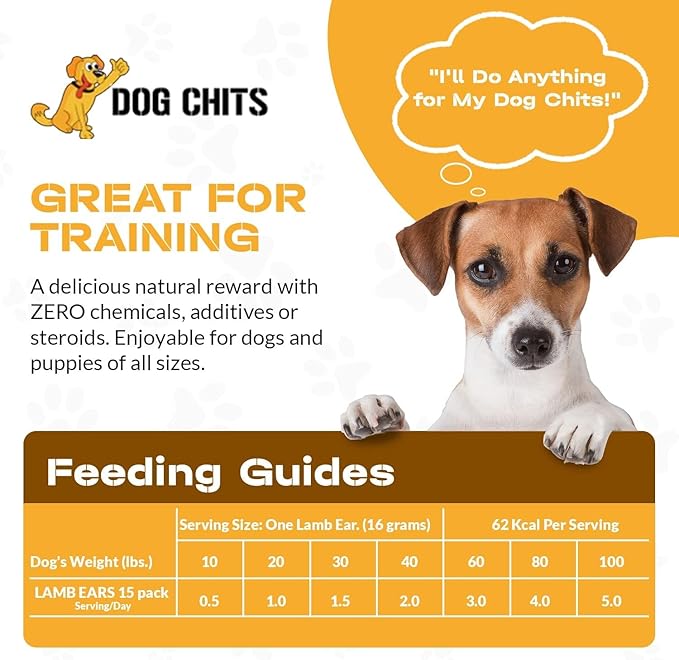 Lamb Ears for Dogs - Dog and Puppy Chews | 15 Pack | Made in USA | All Natural Treats | Boiled and Baked with Nothing Added | Long Lasting Chew | Great for Dental Health | Low Odor