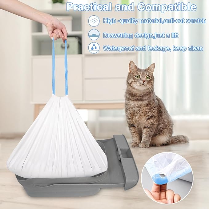 ELEGX 80 Count Litter Box Liners Bags, 3MIL Extra Thick Heavy Duty,27.1" x 12.9" Compatible with Neakasa M1, PetPivot AutoScooper 11 Open-Top Automatic Self-Cleaning Cat Litter Robot Box