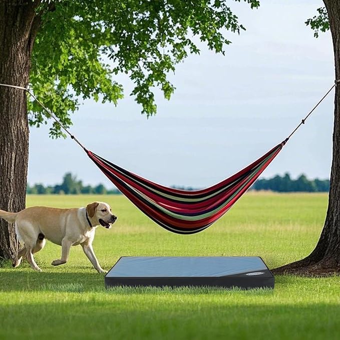 Orthopedic Outdoor Waterproof Dog Beds for Extra Large Dogs, Washable Crate Bed with Egg Crate Foam Pet Bed Mat and Removable Oxford Fabric Cooling Cover,45"x 32", Blue