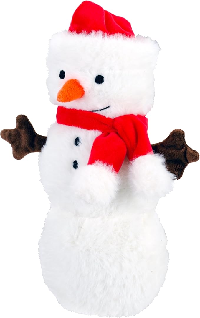 Giftable World Holiday Plush Pet Toy Fun for Christmas Designs with Squeaker Dog Chew Toy (10" Snowy Fluff w/Squeaker & Crinkle)