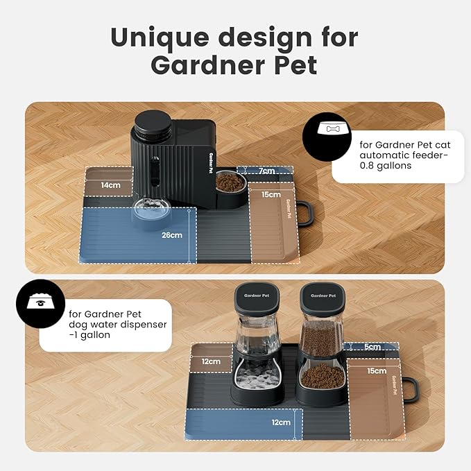 Gardner Pet Silicone Dog Food Water Mat for Floors Waterproof Anti-Slip Dog Bowl Large Mats for Food and Water to Prevent Spills for Dogs, Cats.