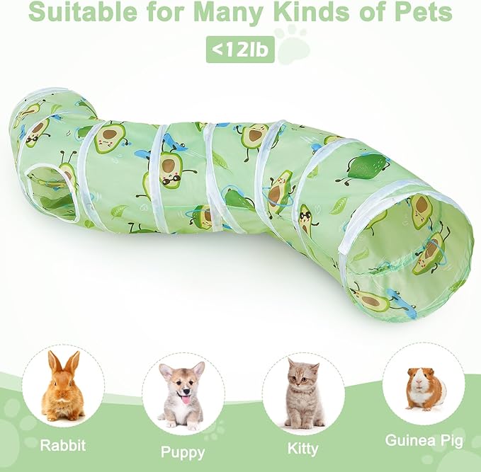 Glittme Cat Tunnel, Cat Tunnels for Indoor Cats, S-Shape Cats Cave with Cat Toys, Foldable Cat Tubes and Tunnels for Cats, Rabbit, Puppy, Guinea Pig