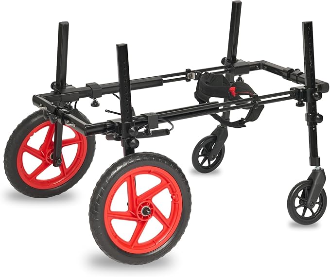 Pro Series Rear Leg Dog Wheelchair – Hyperlight Fiber Frame with All-Terrain Foam Wheels for All The Dogs - Chair Plus Front Wheel Kit (Large)