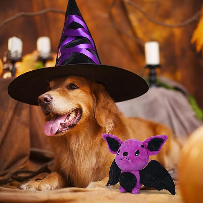 Blnboimrun Halloween Dog Toys for Aggressive Chewers, Squeaky Plush Bat with Crinkle Paper, Durable Interactive Chew Toys for Small, Medium & Large Dogs, Indoor Outdoor Play Pet Gift