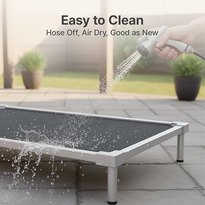 Elevated Dog Bed Medium Size, Chew Proof Aluminum Alloy Heavy Duty Dog Supplies Cooling Raised Pet Cot Indestructible with Anti-Rust Washable Assembly for Crate Outdoor-40.6"x 28.7" x 7"