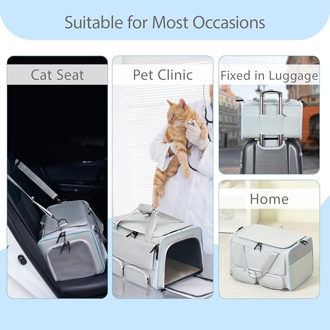 Cat, Dog Carrier for Pets up to 15 lbs, Soft-Sided Collapsible Pet Carrier with Upgraded Sturdy Base, Privacy Curtain and 2 Storage Bags, Cat Bag for Medium Cats and Small Dogs