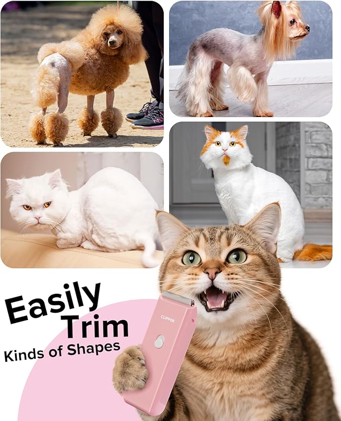 Pet Clippers for Dog Hair Grooming Low Noise, Rechargeable Cordless Cat Shaver with Ceramic Blade,Portable Pet Hair Trimmer for Matted & Long Hair