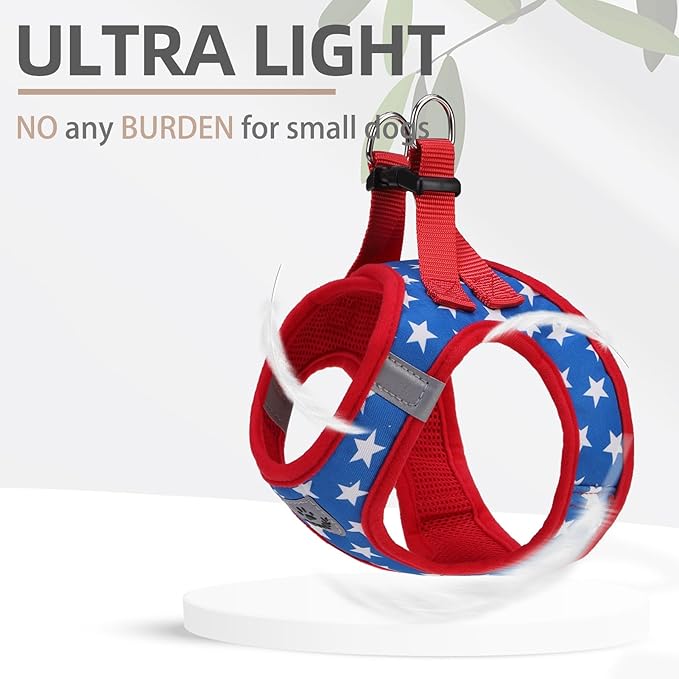 PUPTECK Adjustable Dog Harness Collar and Leash Set Step in No Pull Pet Harness for Small Medium Dogs Puppy and Cats Outdoor Walking Running, Soft Mesh Padded Reflective Vest Independence Harnesses