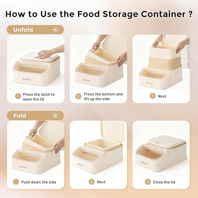 25lbs Dog Food Storage Container - First-in, First-out Easy Dispense Base for Freshness, Collapsible Pet Food Storage Containers with Transparent Lid and Scoop