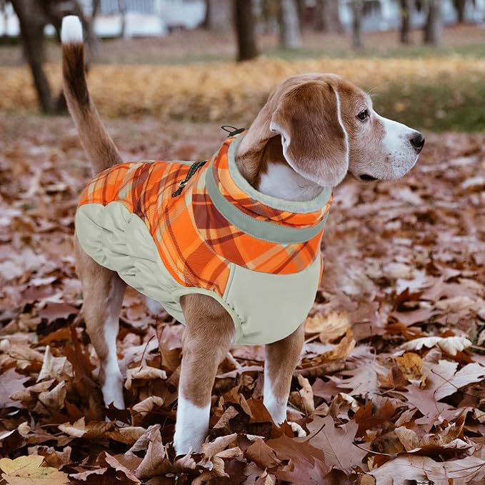 Lelepet Warm Dog Winter Coat Dog Coats for Large Dogs Waterproof Dogs Jacket with Harness Built in Reflective Cold Weather Coats Windproof Zip-Up Winter Fleece Vest Snowsuit Pitbull Labrador XXL