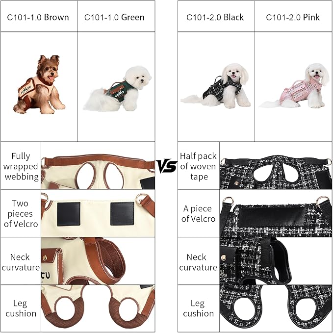 Dog Lift Harness Dog Carrier VES Harness Adjustable Leash with Small Puppy Treat Bag,Fits Most Cars,S,4-8 LBS