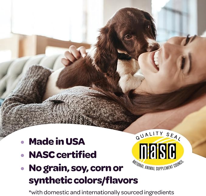 Calming Chews for Dogs | Herbal Dog Calming Chews for Anxiety from Normal and Occasional Stressors Including Separation Storms Grooming & Travel | NASC Certified & Made in The USA | 60 Count