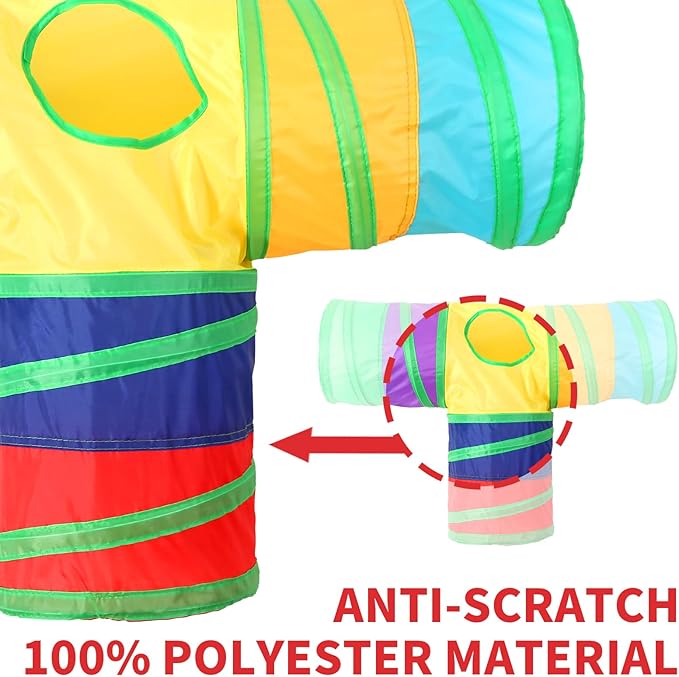 Pet Cat Tunnel, T-3 Way Tunnels for Indoor Cats, Collapsible Pet Tunnel for Kitten, Puppy, Rabbit, 25cm-Wide Tunnels, Durable & Breathable, with Peek Hole Toy Ball