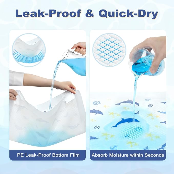 MIZOK Puppy Pads, 36"x36" Dolphin Print Dog Pee Pads Extra Large with Adhesive Tabs, Leak-Proof, 6-Layer Leak-Proof Super Absorbent, Quick-Dry Disposable (30 Count)