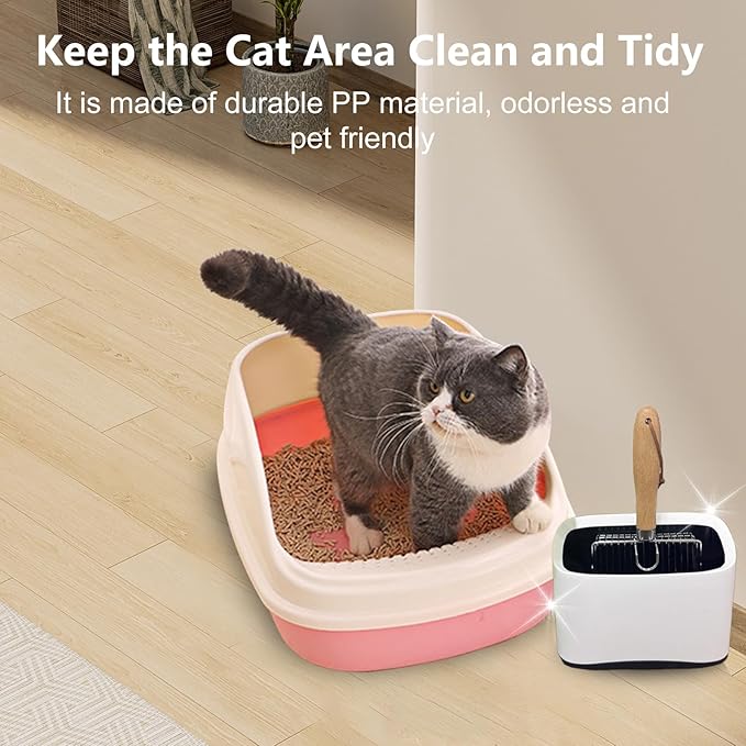 Cat Litter Scoop Holder, Universal Scooper Storage for Any Kitty Shovel, Durable Removable Scoop Stand with 2 Rolls of Garbage Bags, Suitable for Most Metal and Plastic Litter Scooper, White