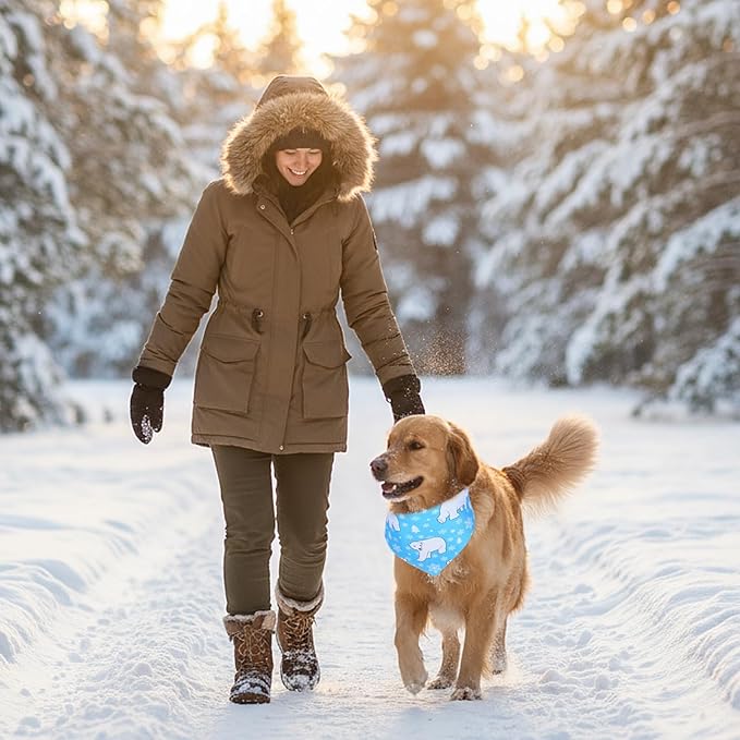Abbylike 100 Pcs Winter Dog Bandanas Bulk Blue Snowflake Bandanas for Dogs Triangle Kerchief Bibs Scarf Set for Pet Winter Costume Photo Props Accessories Pet Shops, 25 Styles(31.5 x 21.7 x 21.7 Inch)