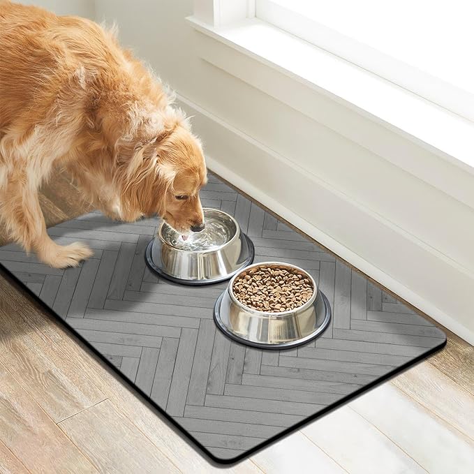 Dog Food Mats for Floors Absorbent, Pet Cat Food Mat - Quick Dry Dog Bowl Mats for Food and Water