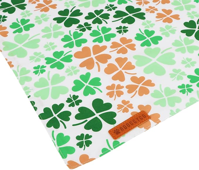 ADOGGYGO St. Patrick's Day Dog Bandana, Green Shamrock Scarf, Multi Size Offered, Saint Patrick Day Bandanas for Small Dogs (Small)