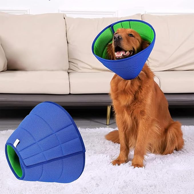 Soft Dog Cone Recovery Collars & Cones After Surgery for Small,Medium Large Dogs,Adjustable Breathable Dog Cone Collar,Protect Pets from Licking Wounds,Soft and Comfortable, Reduce Anxiety(L)