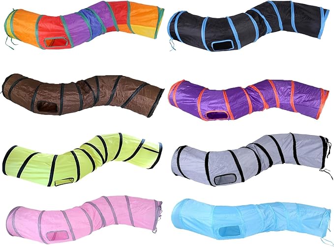 Cat Tunnel for Indoor Cats Interactive, Rabbit Tunnel Toys, Pet Toys Play Tunnels for Cats Kittens Rabbits Puppies Crinkle Pop Up Gray 47" Shape S