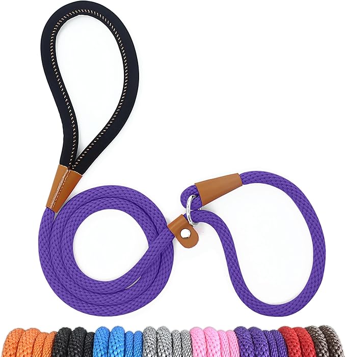 lynxking Dog Leash Slip Lead 5 6 8 FT Dog Training Leash Strong Heavy Duty Braided No Pull Training Lead Leashes for Large Dogs