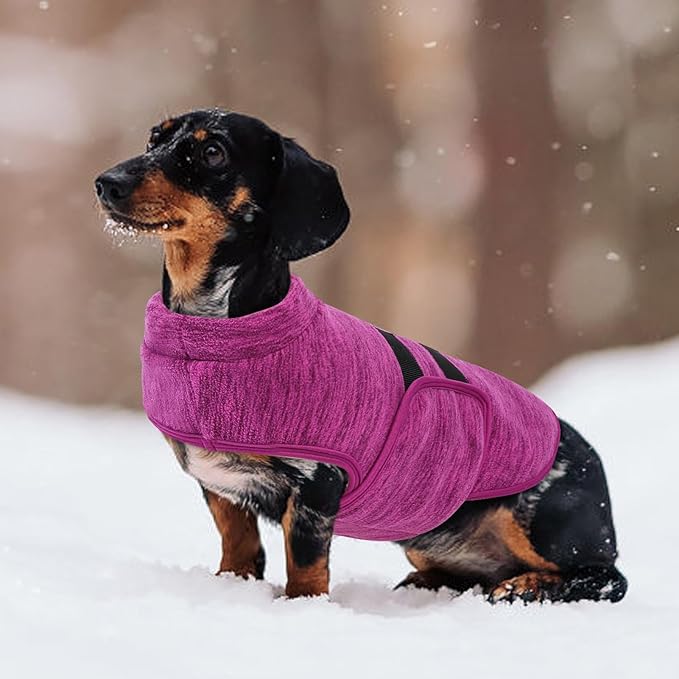 Queenmore Large Dog Sweaters, Soft Fleece Vest Pullover Dog Jacket with Leash Hole, Warm Winter Dogs Clothes Cold Weather Doggy Dachshund Sweater for Large Dogs Cats Boy or Girl (Cationic Berry, L)